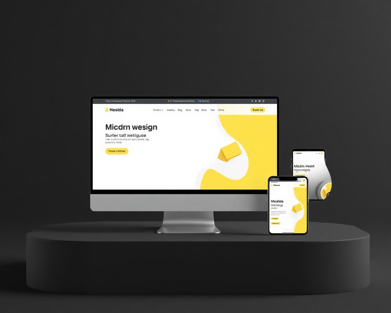 Website mockups on desktop, tablet and mobile
